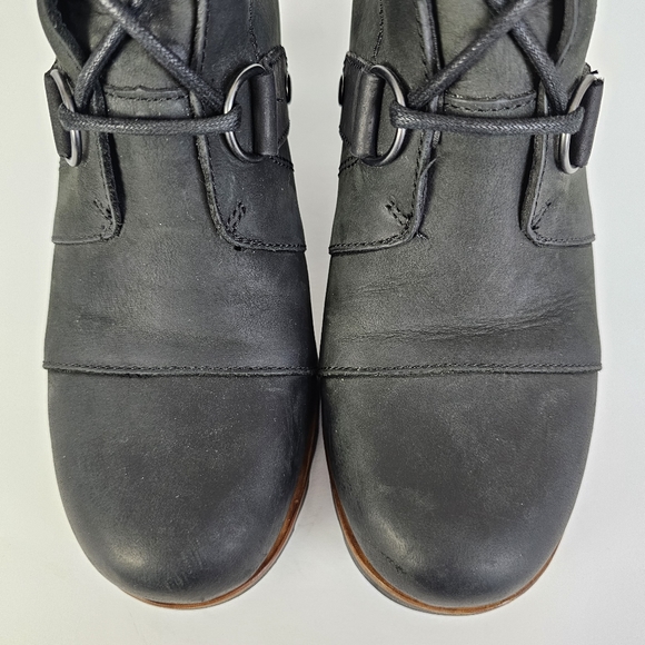 SOREL Joan of Arctic Wedge Lace Up Leather Boots 8.5 Black - Picture 8 of 12